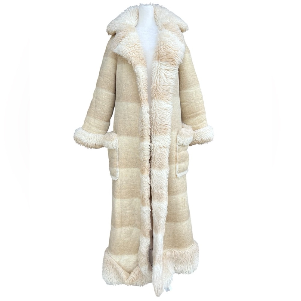 VTG Rare STAN HERMAN Lifestyle 70s Shearling Striped Pennylane Heavy Long Jacket